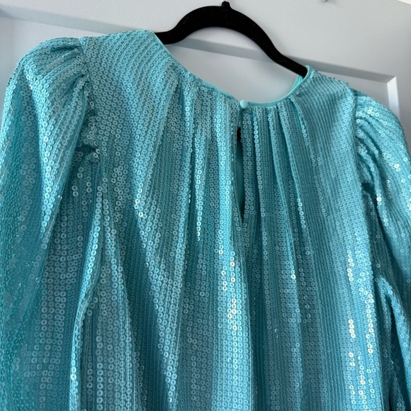 Alice + Olivia turquoise blue Pauletta sequin mini dress - size Large (L) - Picture 14 of 14